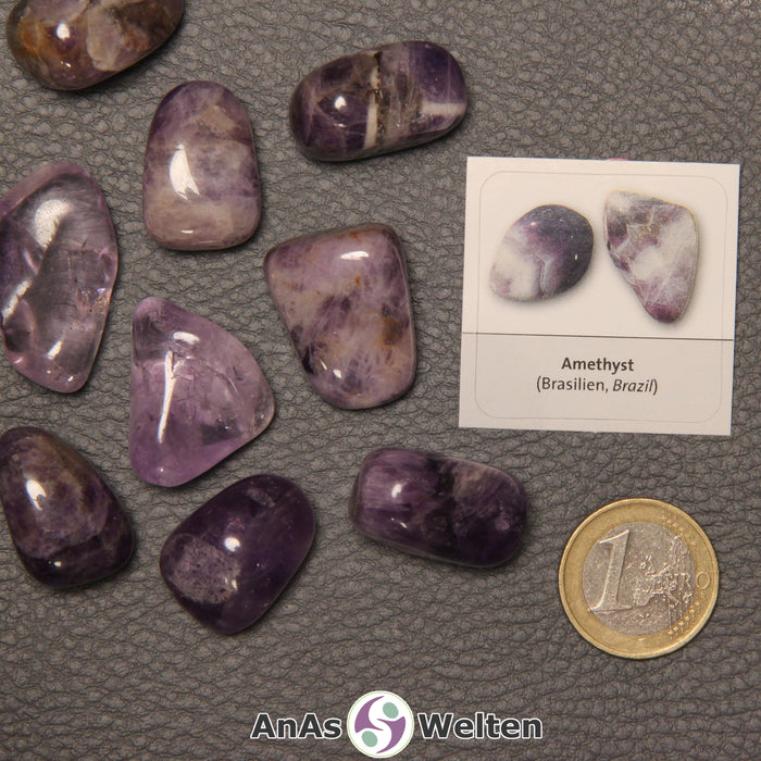 Amethyst Trommelstein mit Sticker