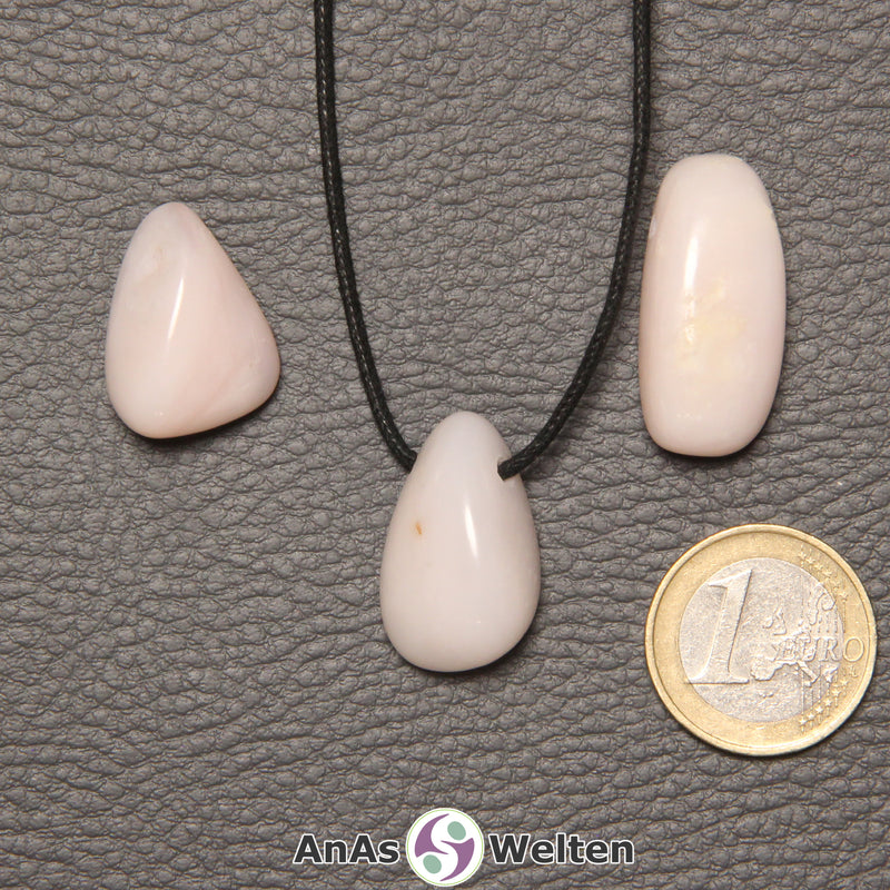 Andenopal (Pinkopal) gebohrter Trommelstein (ohne Band)