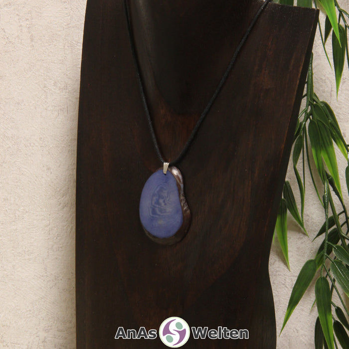 Tagua-Nuss-Schmuck Kette hellblau