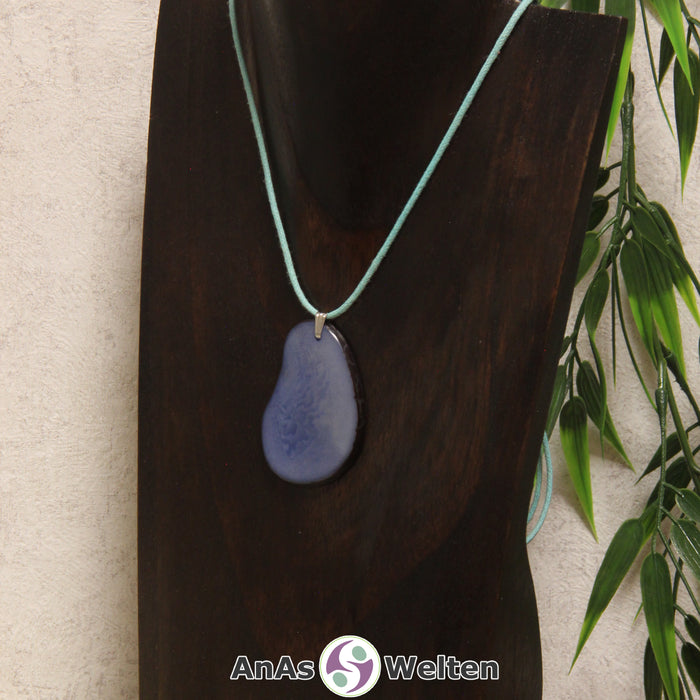 Tagua-Nuss-Schmuck Kette hellblau