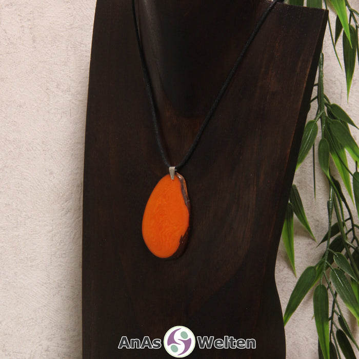 Tagua-Nuss-Schmuck Kette orange