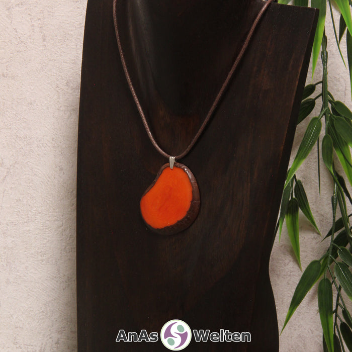 Tagua-Nuss-Schmuck Kette orange